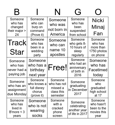 GET TO KNOW EACH OTHER SHEESH!!! Bingo Card