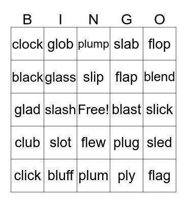 Unit 13a l Blends Bingo Card
