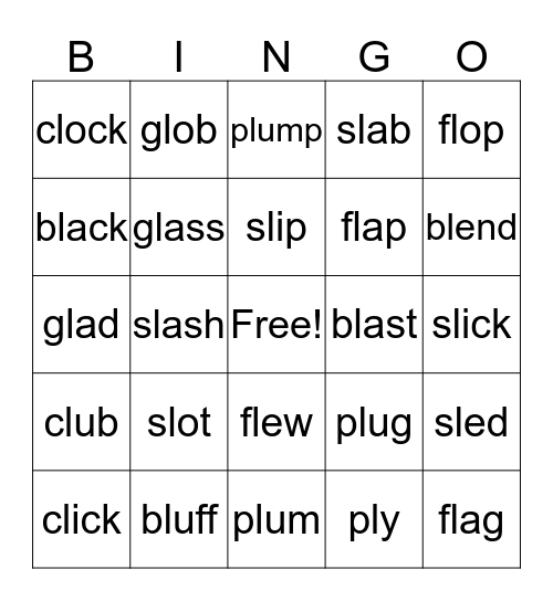 Unit 13a l Blends Bingo Card