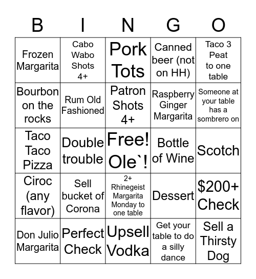 Cinco de BINGO Card