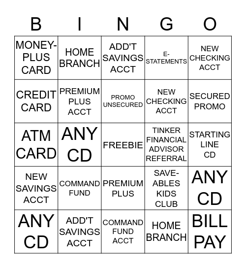 LET'S PLAY BINGO!!! Bingo Card