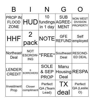 HARPINGO Bingo Card