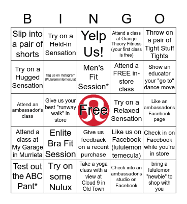 lululemon BINGO Card