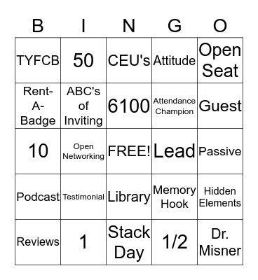 BNI BINGO Card