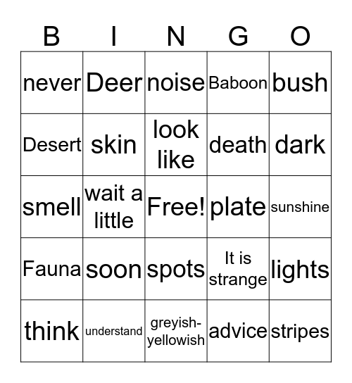 How the Leopard got his spots Bingo Card