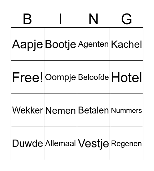 Woordenbingo Card