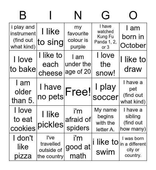 Let's Talk  Bingo Card