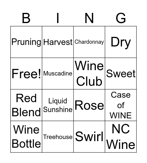 Wine Lovers BINGO Card