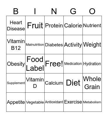 Senior Nutrition Myths Bingo Card