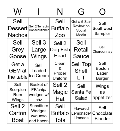 $$ BWW WINGOOOO!!!!!!!!!!!! $$ Bingo Card