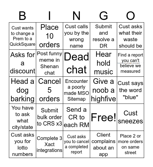 BINGO!  05/06/17 Bingo Card