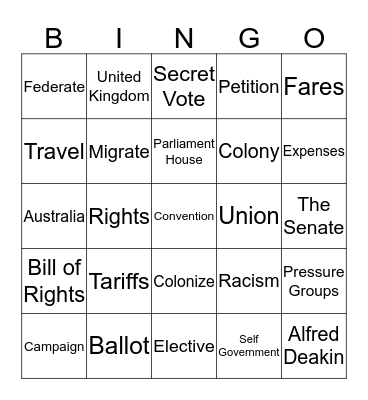 Federation Bingo Card