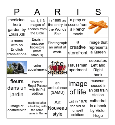 Life and Death in Paris (in Pictures) Bingo Card