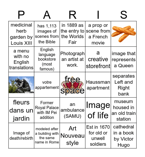Life and Death in Paris (in Pictures) Bingo Card