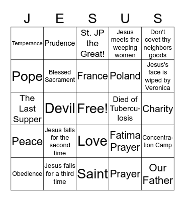 Semester II Review Bingo Card