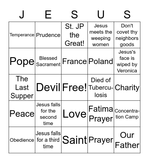 Semester II Review Bingo Card