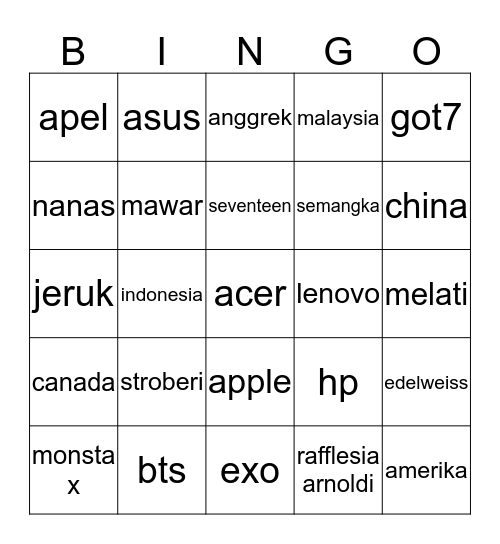 Untitled Bingo Card