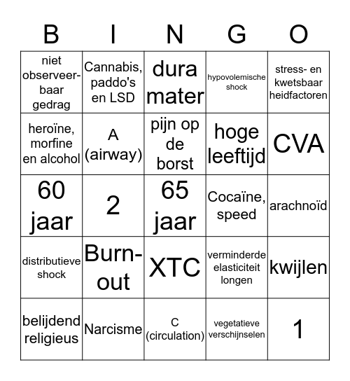 Vreemd gedrag, intoxicatie en ouderen bingo Card