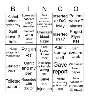 Nurse Bingo Card