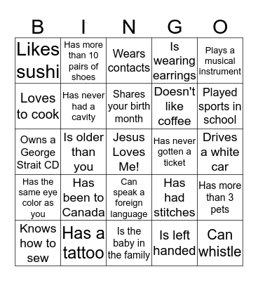 Get to know your Southside Sister! Bingo Card
