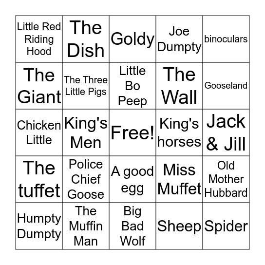 Joe Dumpty Bingo Board Bingo Card