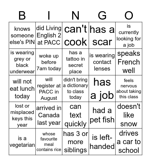 Find someone who... Bingo Card