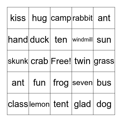 Superkids Bingo Card