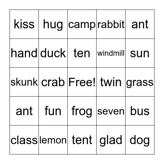 Superkids Bingo Card
