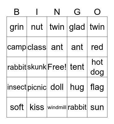 Superkids Bingo Card