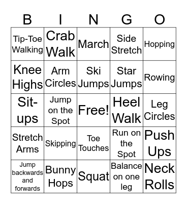 Fitness Bingo! Bingo Card