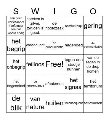 Groep 6 Bingo Card