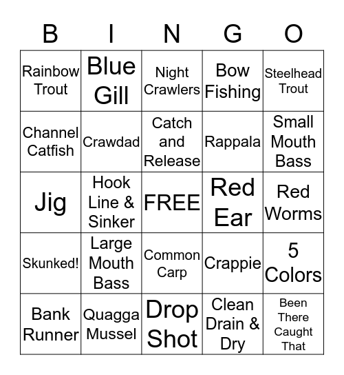 GOING FISHING Bingo Card