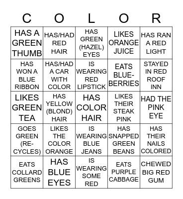 C O L O R Bingo Card