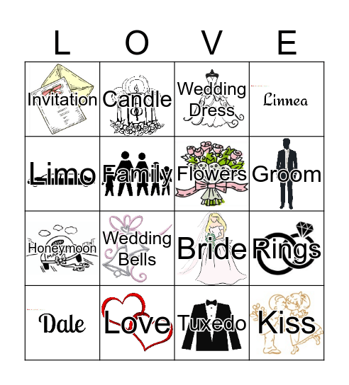 Linnea and Dale are Getting Married! Bingo Card