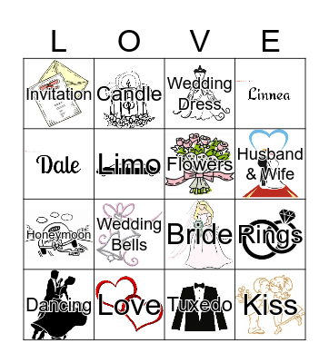 Linnea and Dale are Getting Married! Bingo Card