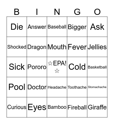 Vocabulary Bingo Study Bingo Card