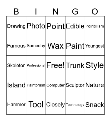 Making Art! Bingo Card