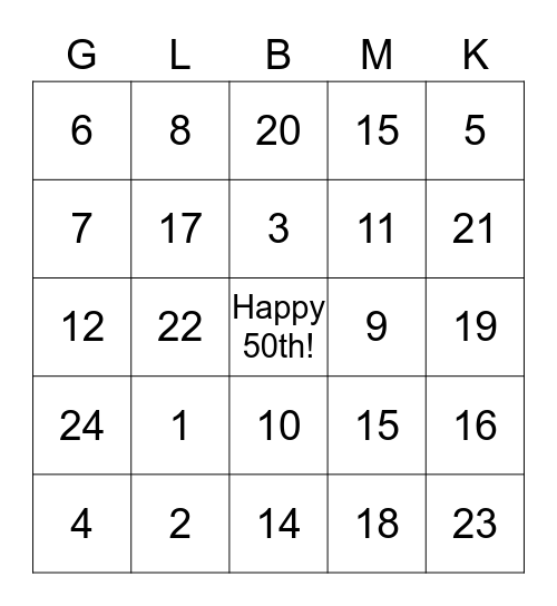 Baulig Family Bingo Card