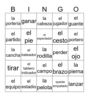Cap 7: Deportes  Bingo Card