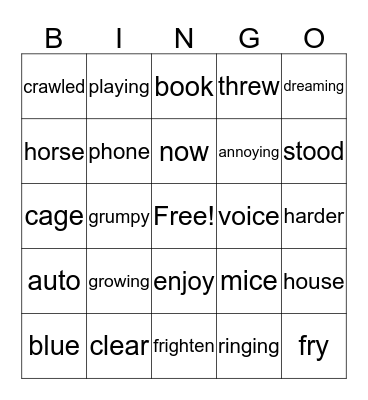 Intervention BINGO Card