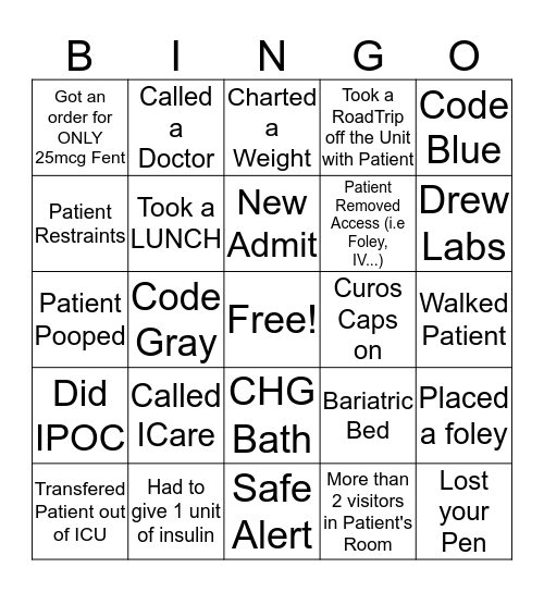 Nurse's Week B I N G O !  Bingo Card