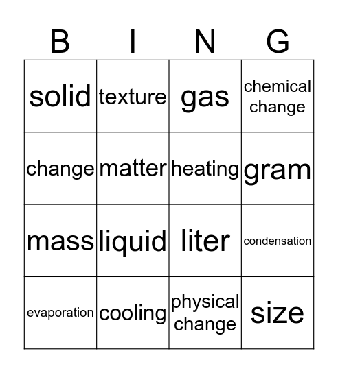 Science Trivia Bingo Card