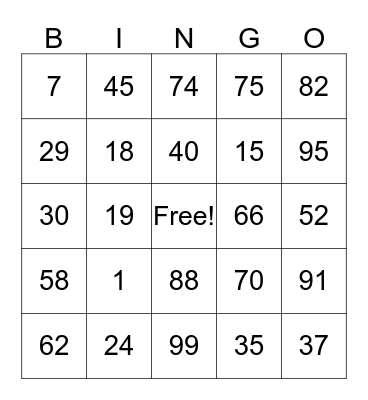 Positive Behavior Bingo Card