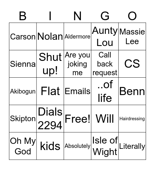 Louise Bingo Card