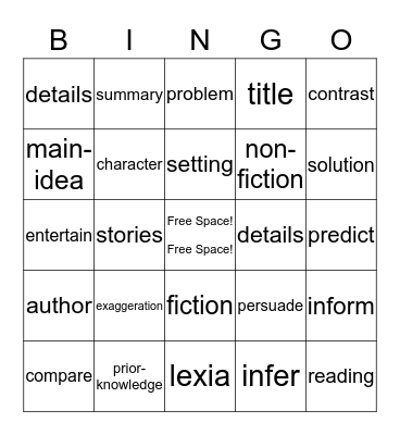 Reading Workshop Bingo Card