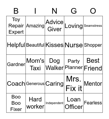 Mother's Day Bingo Card