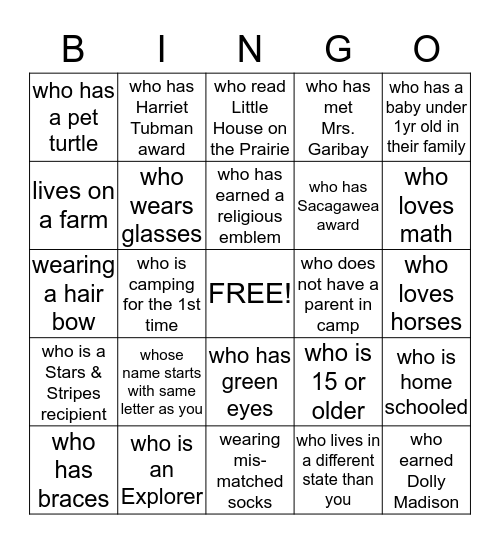 Find someone... Bingo Card