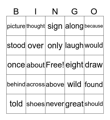 Sight Work Bingo Card