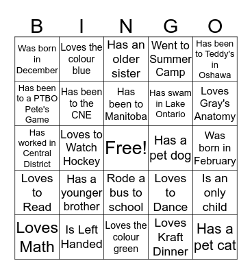 Central East Who's Who Bingo Card