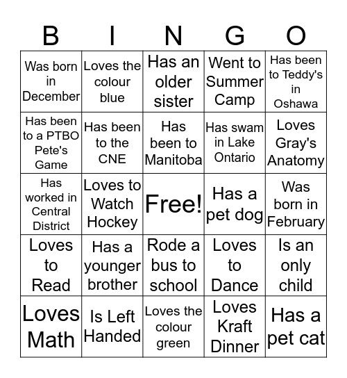 Central East Who's Who Bingo Card